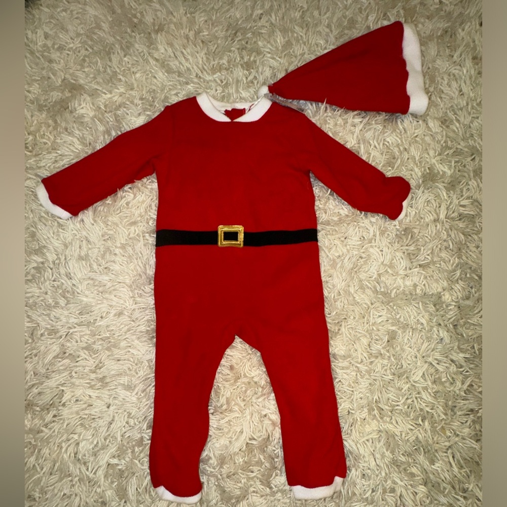 🎅 Santa Costume Onesie Pajama 18 months - 2T w Hat H&M Kids Baby Christmas Set